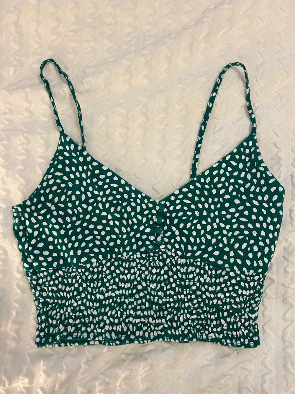 Pacsun Me to We Women's polkadot Green Smocked Cami Top